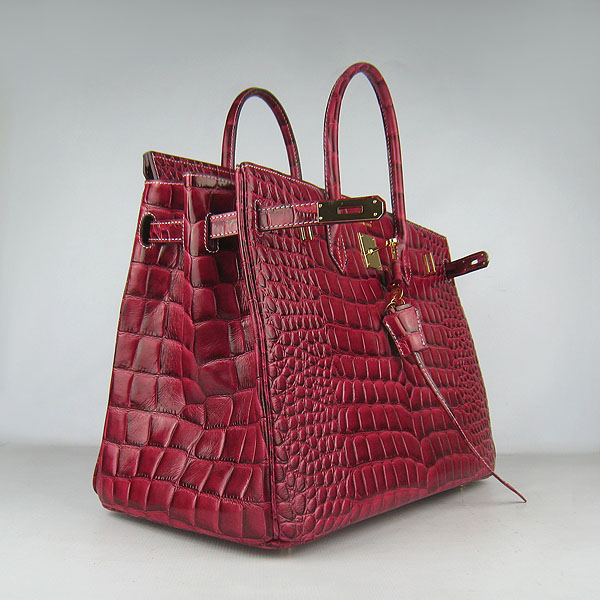 Replica Hermes Birkin 40CM Crocodile Veins Leather Bag Wine 6089 Online